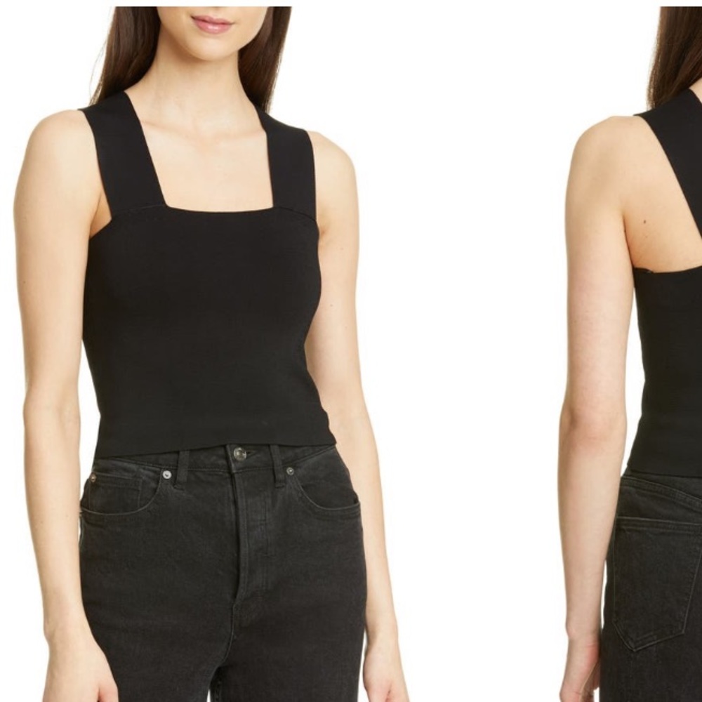 A.L.C. Black Square-Neck Tank Top